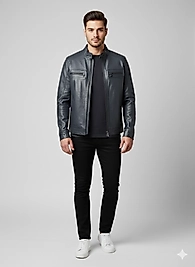 Şehirli Dik Yaka Deri Ceket