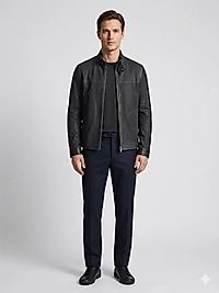 Siyah Perfore Deri Ceket