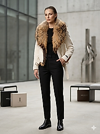 Kar Beyazı Asaleti: Zengin Tilki Kürkü Alkantra Mont