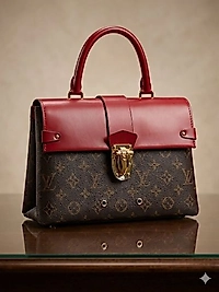 Kızıl Deri Kapaklı İkonik Desenli Deri Çanta