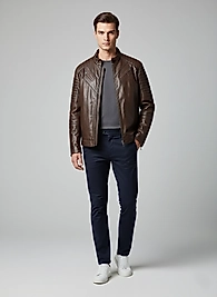 Kahverengi Deri Motorcu Ceketi