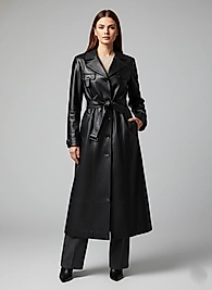 Siyah Deri Trençkot