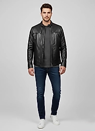 Hakim Yaka Sİyah Erkek Deri Ceket