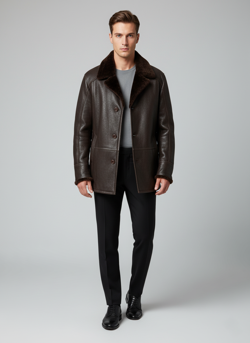 Kahverengi shearling kaban